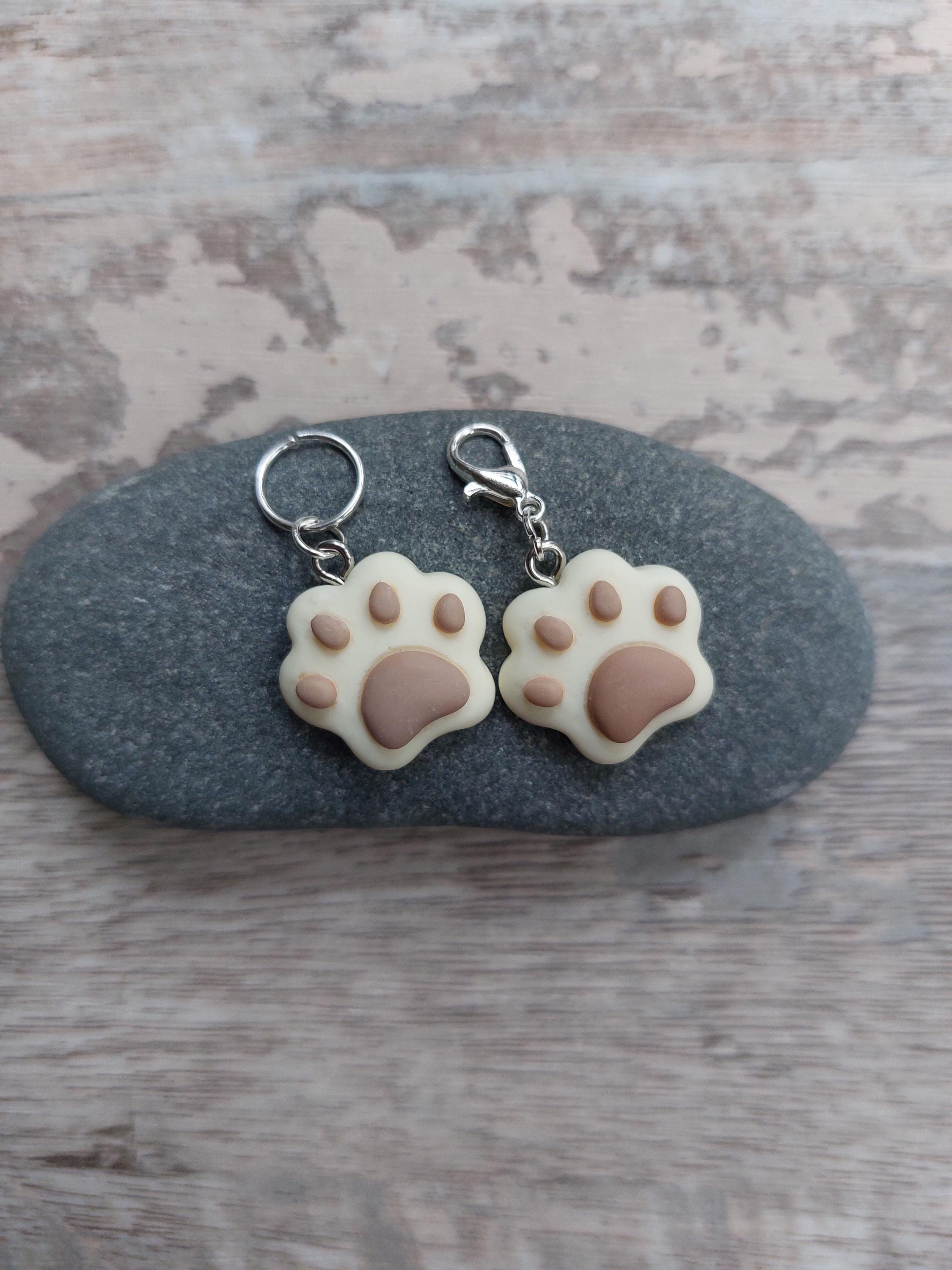 Cream and Brown Dog Paw Stitch Marker