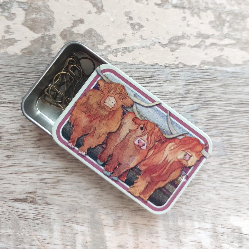 Highland Cow Mini  Notions Tin by Emma Ball