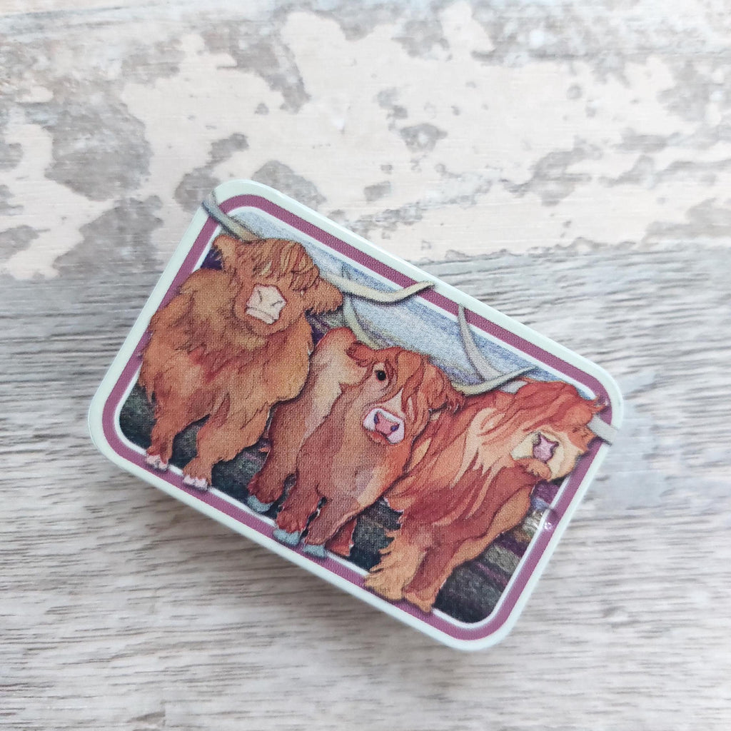 Highland Cow Mini  Notions Tin by Emma Ball