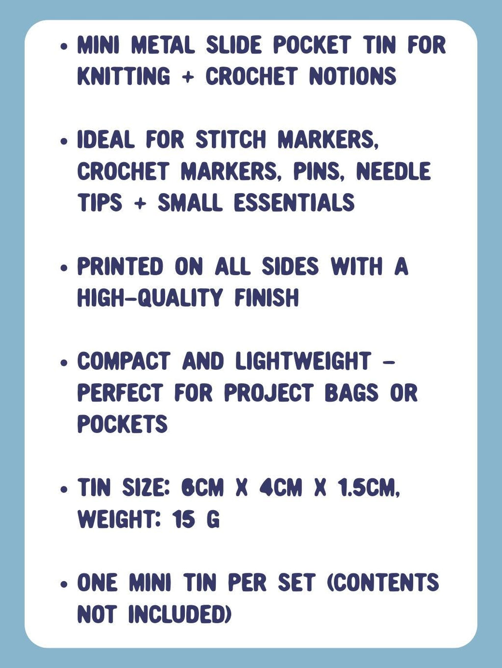 Sock Knitters Pocket Mini Tin by Emma Ball