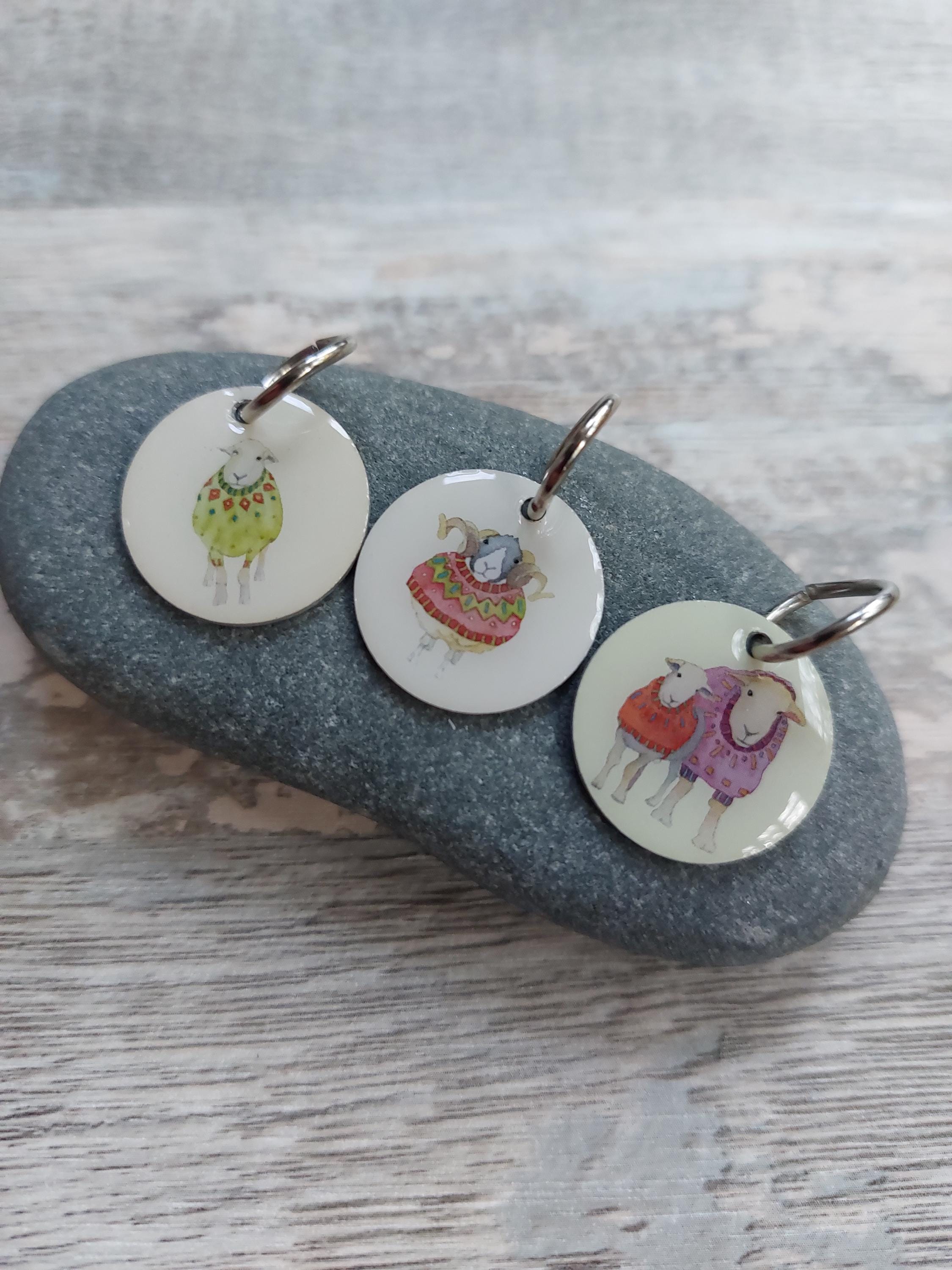 One Round Sheep Stitch Marker by Emma Ball