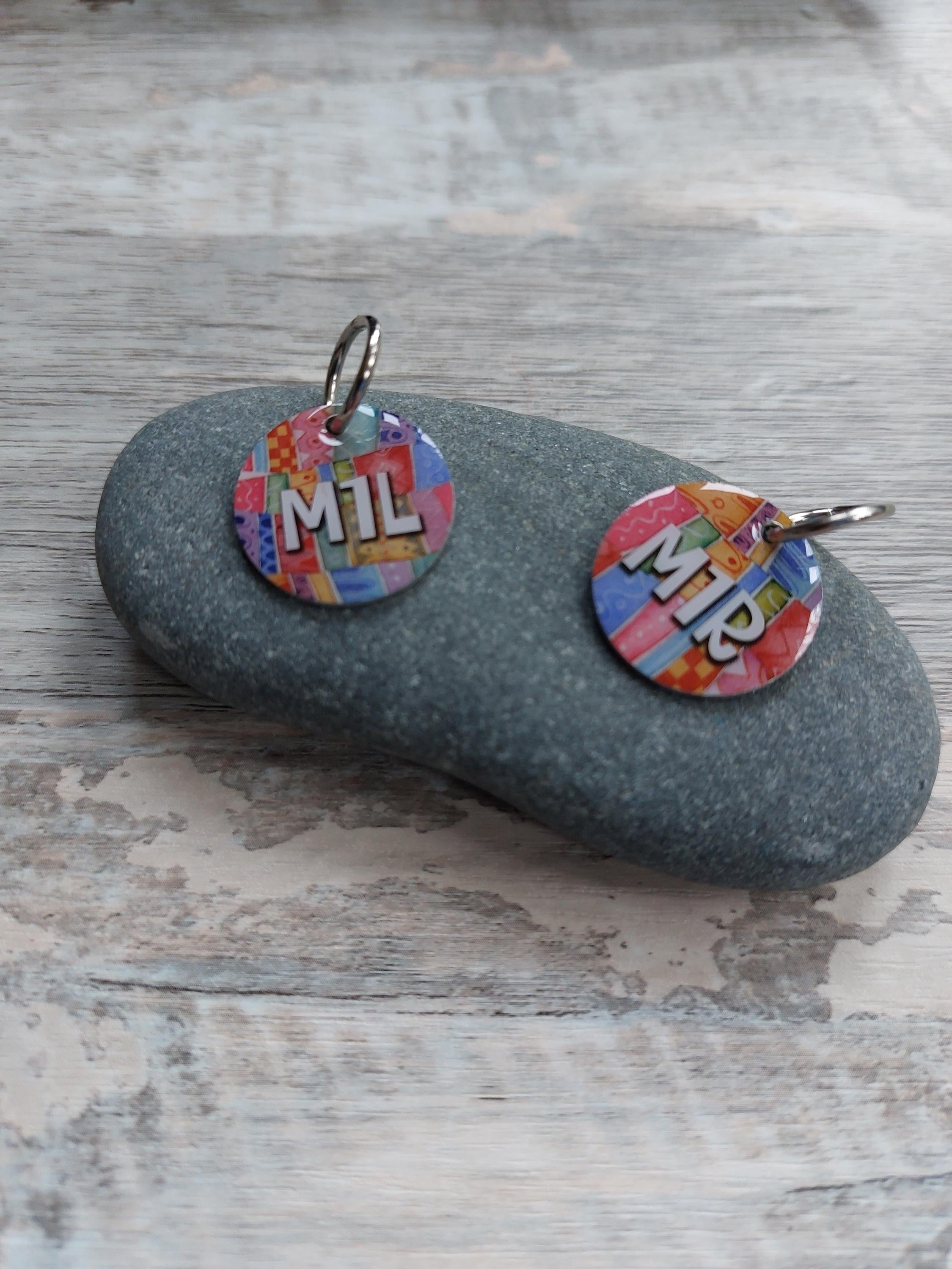 M1R & M1L Round Metal Stitch Markers by Emma Ball – Knitting Notions – Make One Right / Make One Left – Set of 2 Stitch Markers