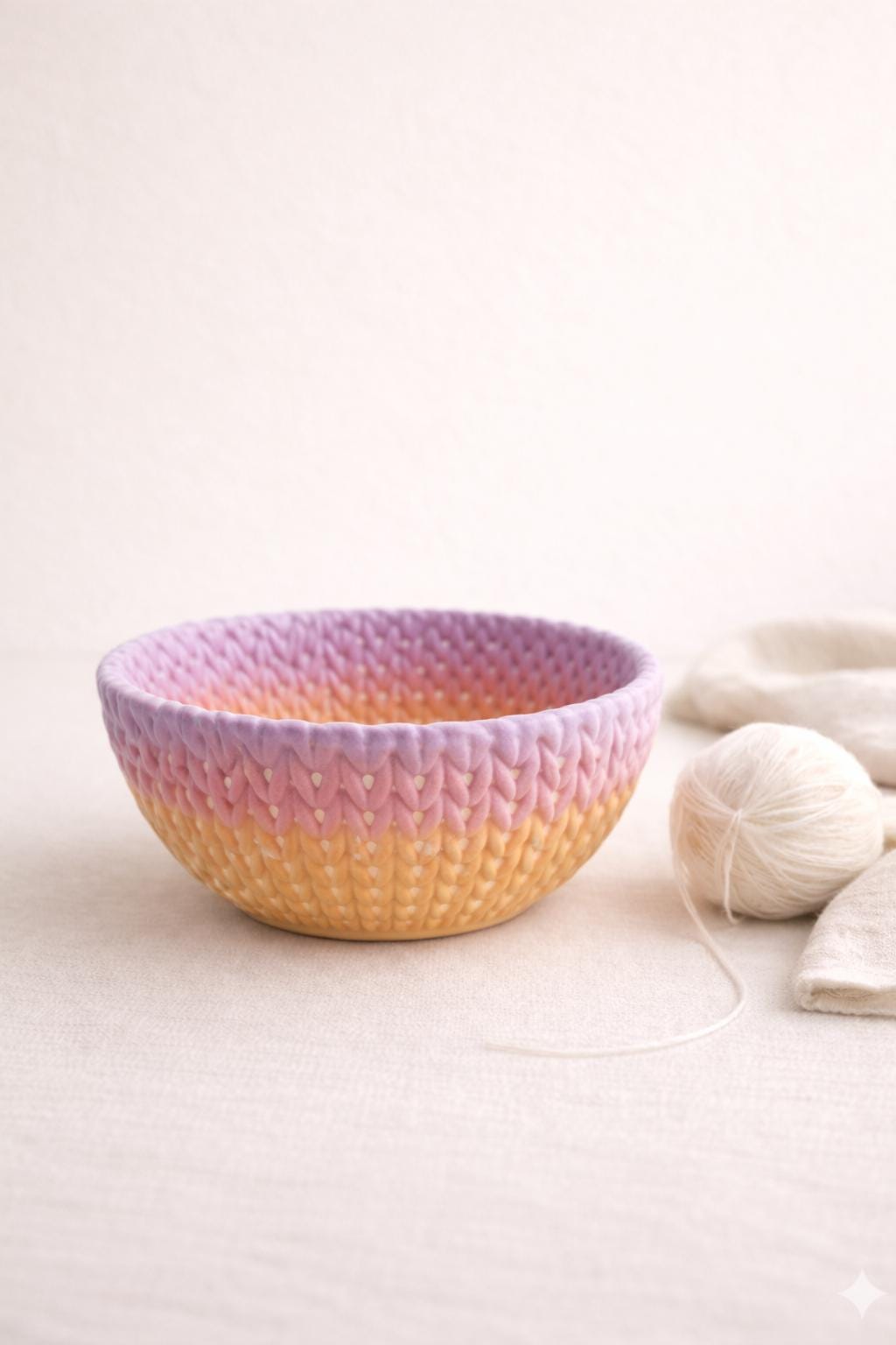 Knitted Texture Yarn Bowl – Sweet Pea Dream Lilac, Blush Pink and Cream