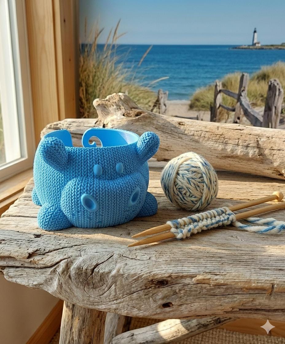 Knitted Texture Hippo Yarn Bowl