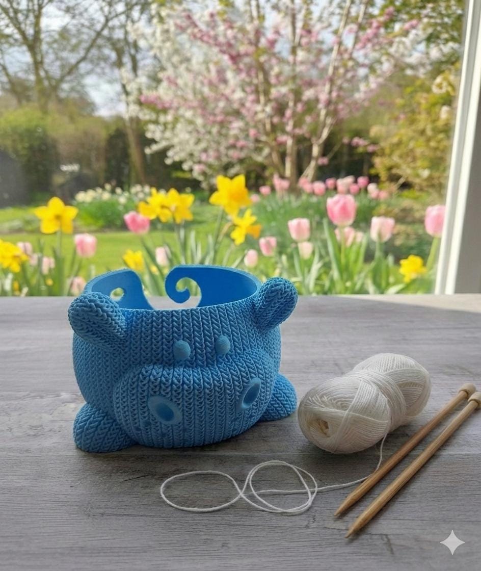 Knitted Texture Hippo Yarn Bowl