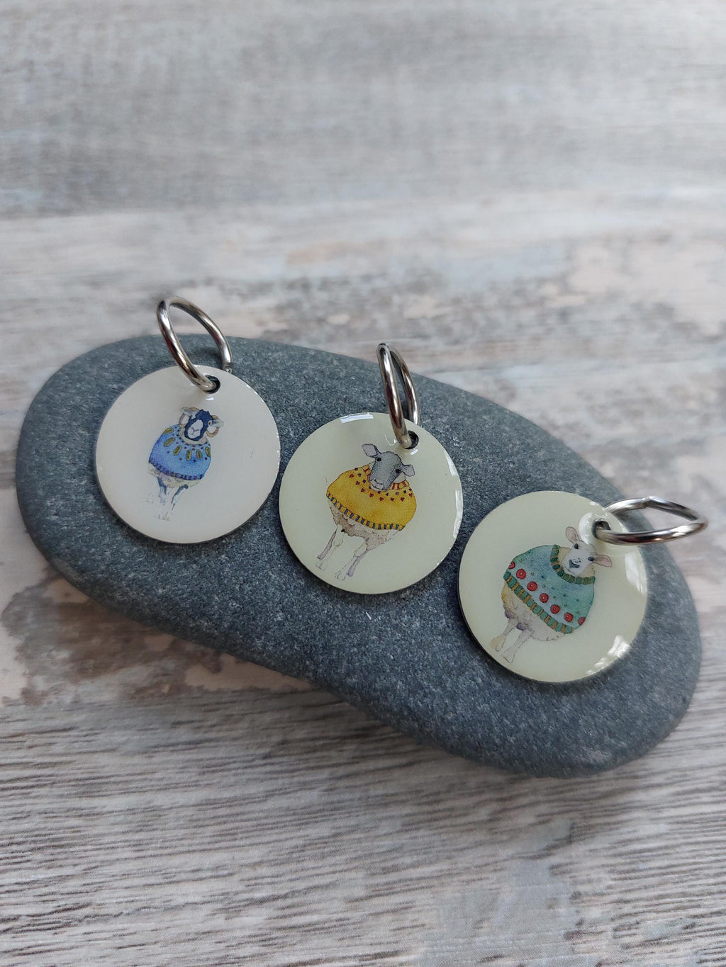 One Round Sheep Stitch Marker by Emma Ball