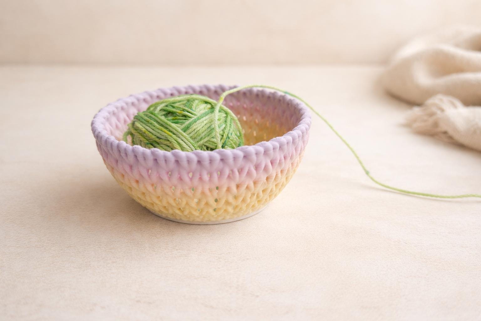 Knitted Texture Yarn Bowl – Sweet Pea Dream Lilac, Blush Pink and Cream