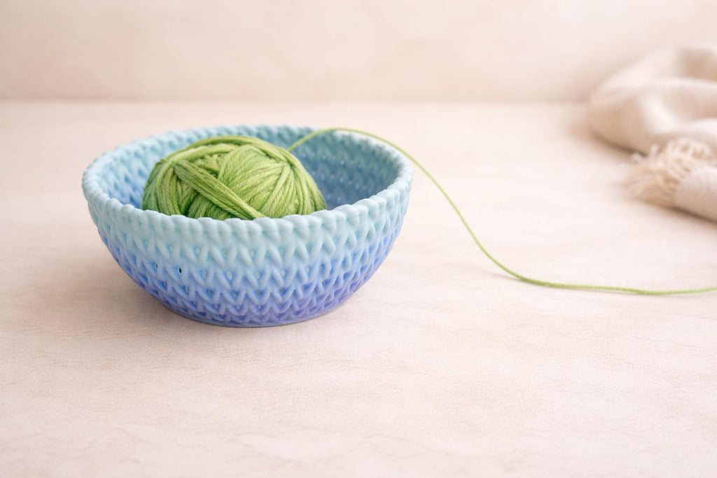 Mini Yarn Bowl – Bluebell Breeze Baby Blue, Mint & Cream